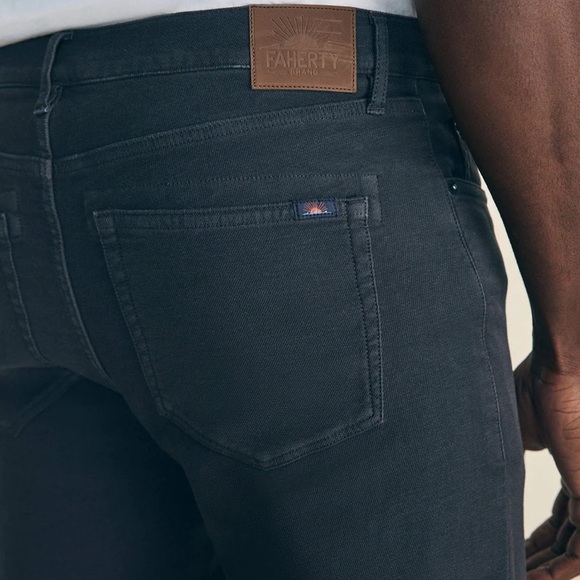 Faherty Mens Stretch Terry 5-Pocket Black Casual Pants | 42 - Picture 2 of 12